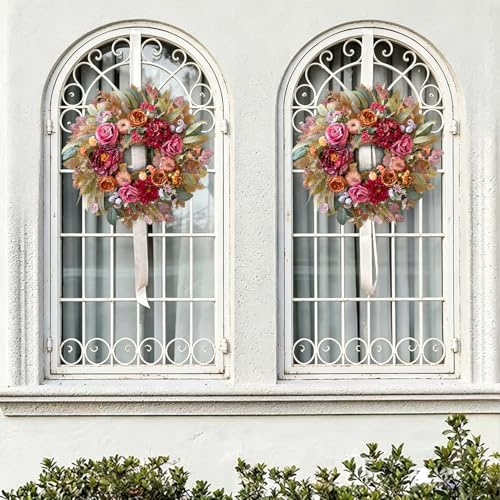24 Inch Fall Floral Front Door Wreath Farmhouse Harvest Decor