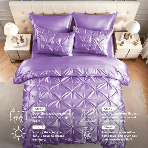 Satin Full Size Comforter Set Lavender