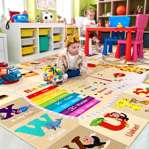 BENRON 7x10 Playroom Rug for Kids Washable