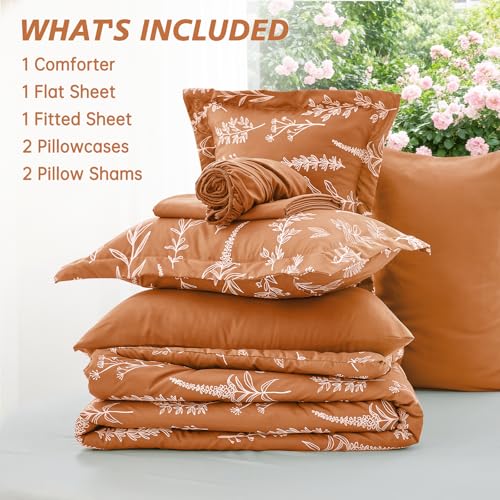 Burnt Orange Bed in a Bag King 7 Pieces