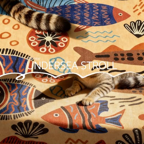 5x7 Coastal Area Rug Washable Kids Rug Colorful Ocean Fish Mat (35 Sq Ft)