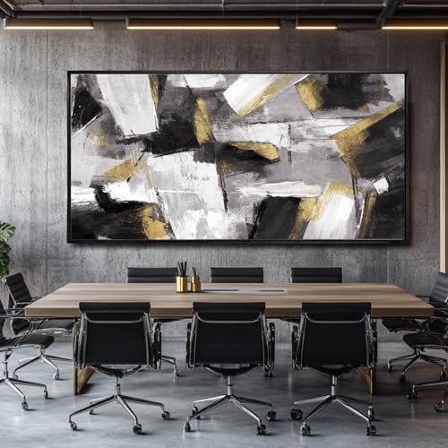 Large Abstract Wall Art for Living Room Gold Abstract Maximalist Decor for Bedroom Home Office Decor 30x60 Inch Ready to Hang