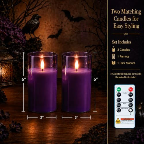 Purple Glass Flameless Candles