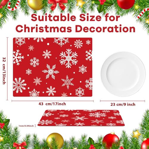 Christmas Placemats Set of 6 Snowflake Plastic Table Mat 17×13×0.04in (6 Count)