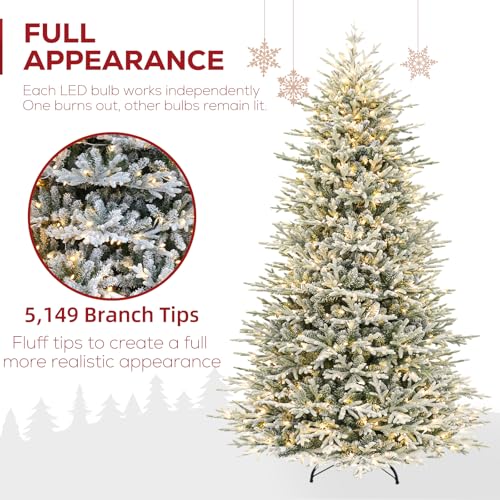 9 ft Prelit Flocked Christmas Tree with Realistic PE Foliage