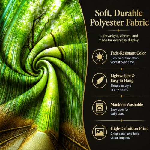 Forest Pathway Tapestry Sunset Tropical Rainforest Nature Tree Tapestry Wall Hanging Sunrise Scenic Natural Green Landscape Headboard for Bedroom Living Room Home Decor