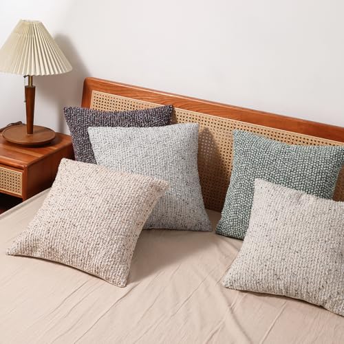 Striped Throw Pillow Covers 18x18 Set of 2 Colorful PurpleTextured Boucle Chic Morden Boho Accent Farmhouse Square Decorative Couch Pillow Covers for Home Decor Bed Sofa Living Room (2 Count)