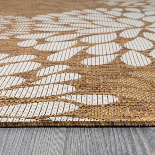 Outdoor Rug 5x7 Modern Exotic Tropical Leaf Area Rugs for Indoor and Outdoor Patio Deck Porch Garden Water Resistant Washable Outside Carpet