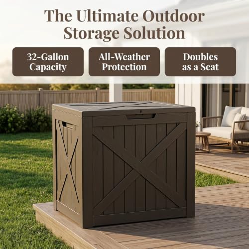 32 Gallon Waterproof Resin Storage Deck Box