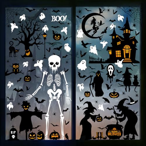 150 Pcs Halloween Window Clings Halloween Decor Indoor Bats Window Decoration (195 Count)