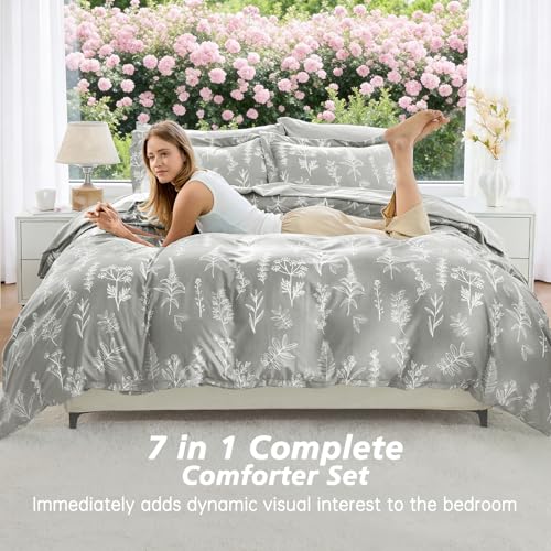 Silver Grey Bed in a Bag Queen 7 Pieces