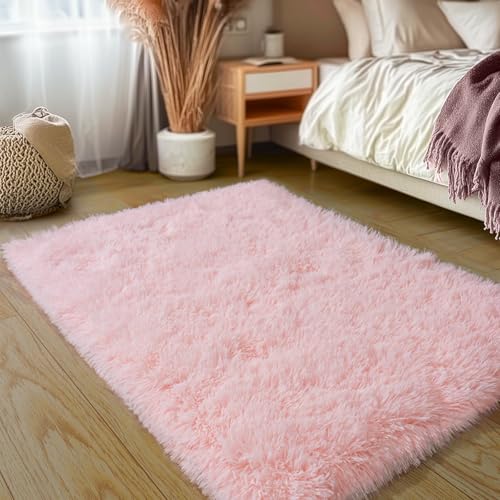 Pink Super Soft Rug for Girls Bedroom 2x3 Feet