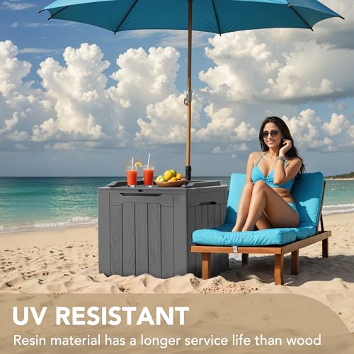 30 Gallon Resin Deck Box Outdoor Indoor Waterproof Storage Box for Patio Furniture Pool Accessories Storage for Cushion Garden Tools