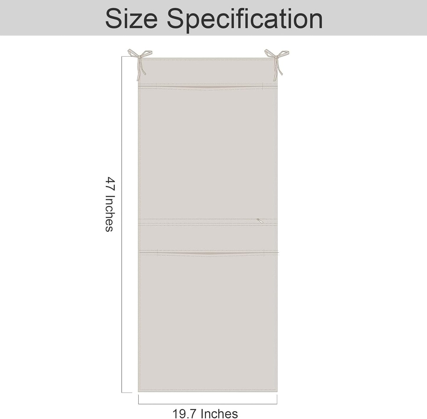 100% Linen Hanging Laundry Bag with 2 Compartments, Over the Door Laundry Hamper, Dirty Clothes Space Saving Organizer 19.7 x 47 Inches, Linen - NestledHome