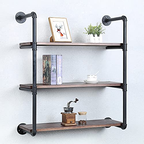 Industrial Pipe Shelves With Wood Planks