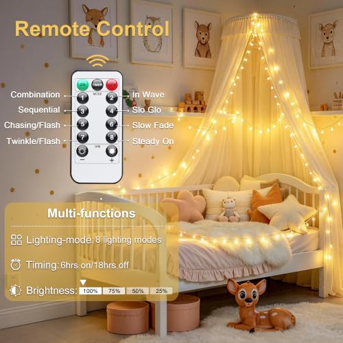 Remote Control String Lights Battery Operated Classroom Lights (100 Count)