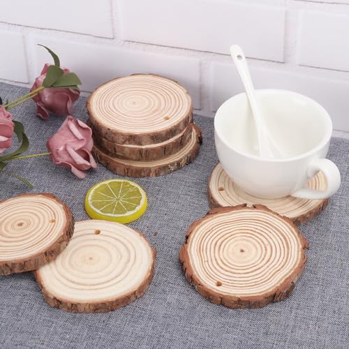 60 PCS 3.2 3.6inch Unfinished Wood Slices (60 Count)