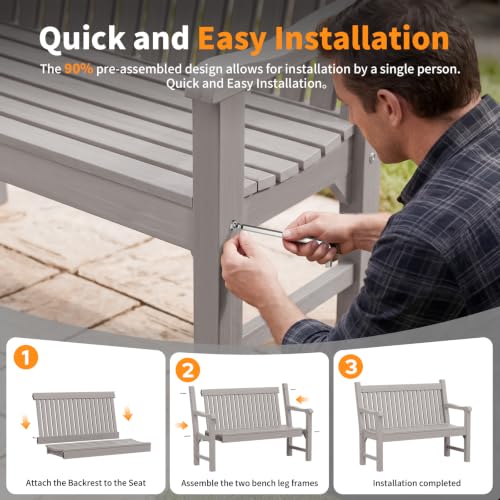 2 Person Outdoor Bench with 700 Lbs Weight Capacity