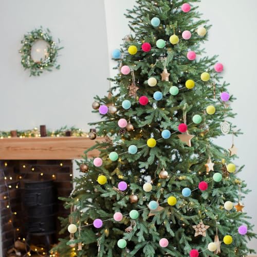 4 Pack 10 Color Pastel Pom Pom Garlands Felt Ball Hanging Decorations