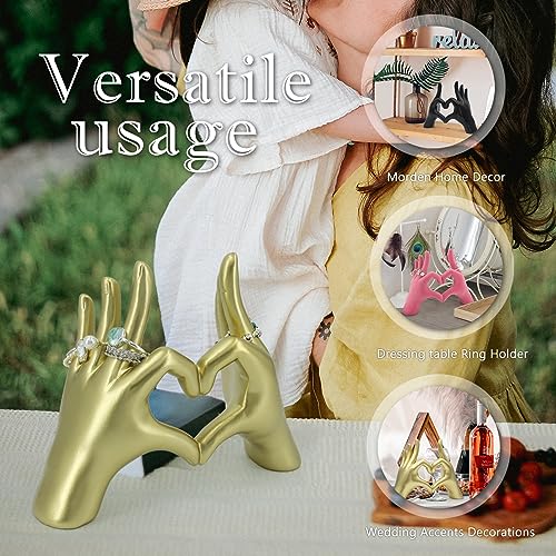Gold Heart Hands Sculpture