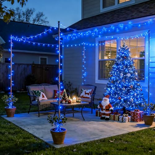 168ft 600 Blue LED Christmas Lights Outdoor Waterproof with Remote (168 Foot)