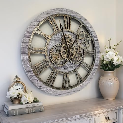 The Gears Clock The Original Real Moving Gear Wall Clock Vintage Industrial Oversized Rustic Farmhouse