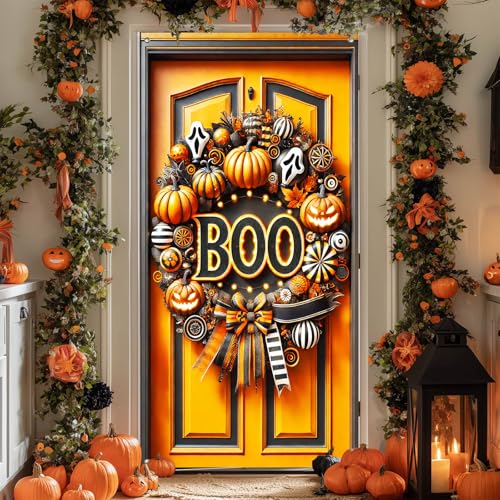 Halloween Door Banner Boo Pumpkin 35x71 Inch Polyester