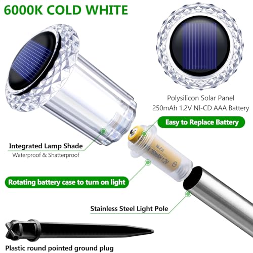 Solar Pathway Lights Outdoor Waterproof Cold White LED 15 Pack (15 Count)