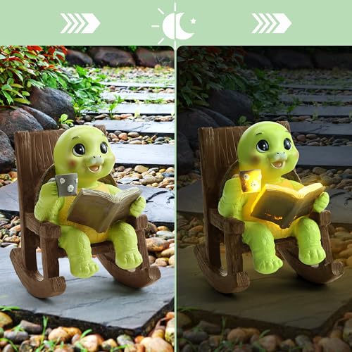 Solar Garden Turtle Statues with Lights