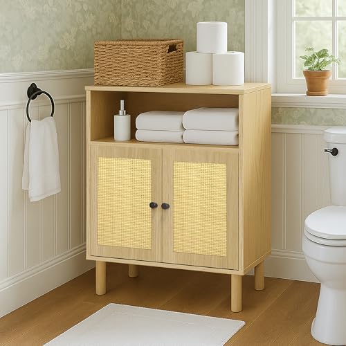 Boho Accent Cabinet with Rattan Doors