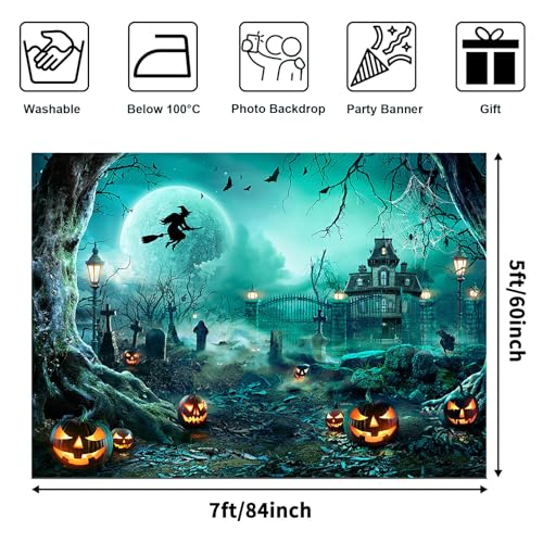 7x5ft Green Halloween Backdrop Spooky Photography Background