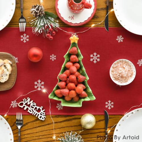 Red Xmas Trees Table Runner Home Party Decor 13x72 Inch
