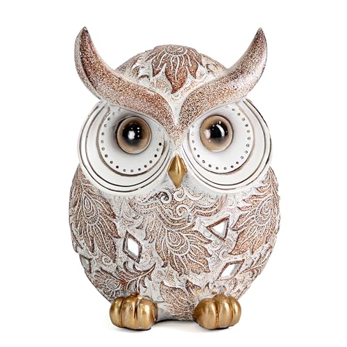 Owl Statue and Figurine for Home Decor Accents Adorable Owl for Shelf Bookshelf Bedroom Living Room Office Table Desk Modern Decorations Animal Sculpture for Birds Lovers