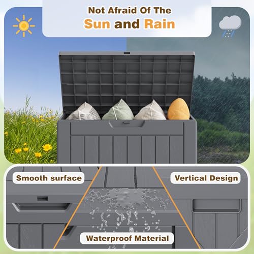 Resin Deck Box 40 Gallon Waterproof Outdoor Storage Box