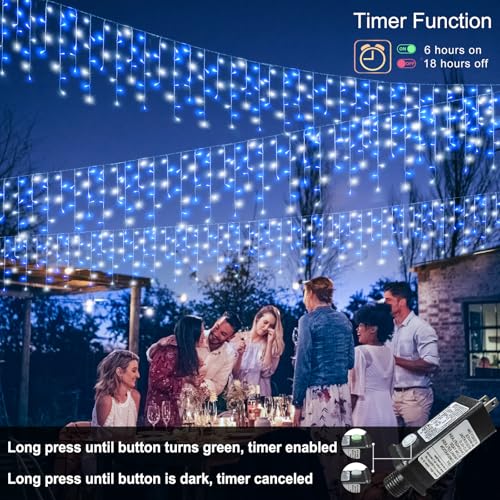 33ft Blue and White Christmas Lights Outdoor Icicle Lights for Outside 400L