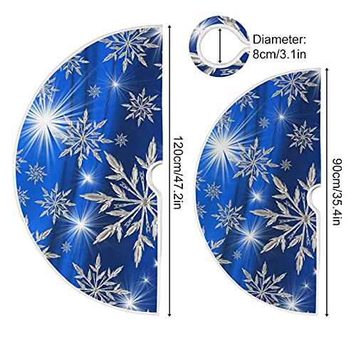 Christmas Blue Snowflakes Background Tree Skirt