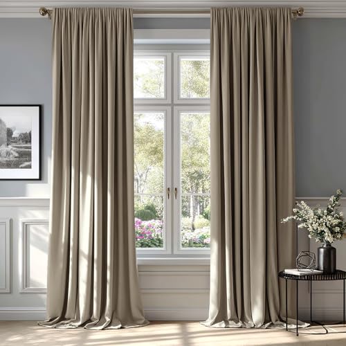 Taupe Blackout Velvet Curtains Drapes 84 Inch Long 52"x84" Bedroom (2 Count)