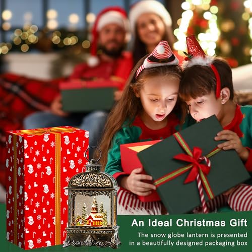 Christmas Snow Globe Water Lantern with Horse Drawn Carriage Christmas Scene Battery Operated or USB Powered Musical Lighted Holiday Decoration for Tabletop Display for Family