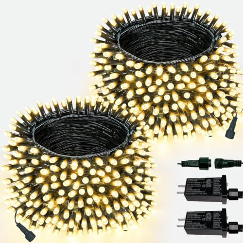 2 Pack Extendable Christmas String Lights Indoor Outdoor 400 LED Warm White