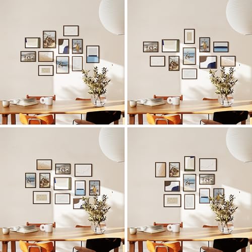 Walnut Oak Wood Gallery Wall Tabletop Frames Made with Real American Oak and Shatter (11 Count)