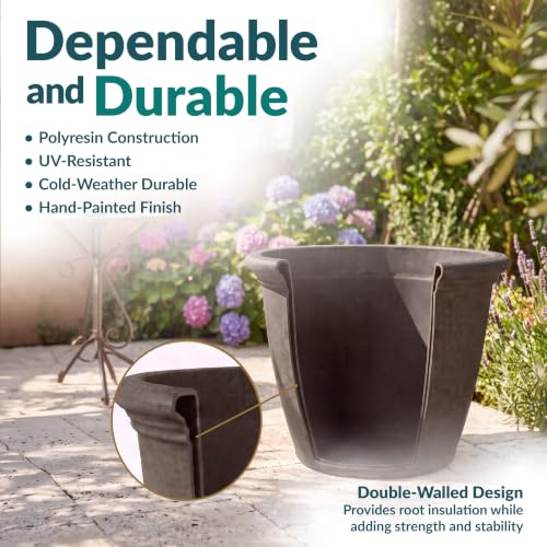 Sunnydaze Anjelica 15.25'' Large Plastic Planter Pot for Plants (2 Count)
