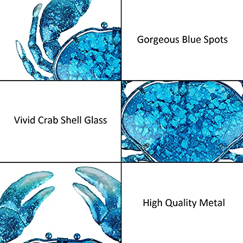 Crab Wall Decor Outdoor Metal Bathroom Hanging Art Glass Blue Ocean Theme Decorations for Home