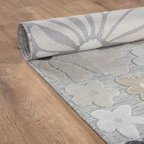 Outdoor Rug 10x14 Large Modern Floral Tropical Area Rugs for Outdoor and Indoor Patio Easy to Clean Non Shedding Living Room Porch Garden Washable Outside Carpet (140 Sq Ft)