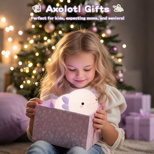 Purple Axolotl Night Light for Kids