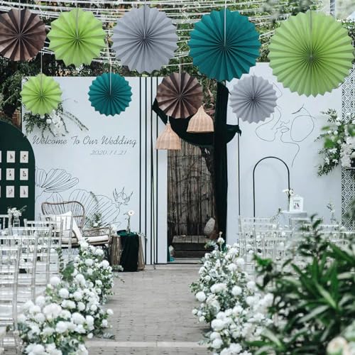 Coffee Party Decorations 8inch Hanging Paper Fans Set10pcs DIY (10 Count)
