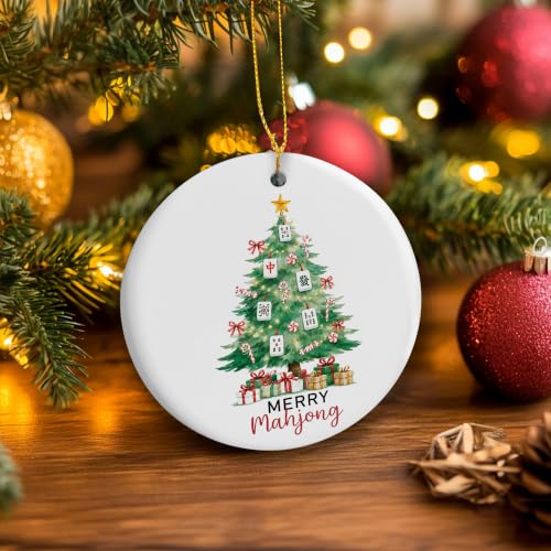 Candy Cane Mahjong Christmas Tree Ceramic Ornament Gifts