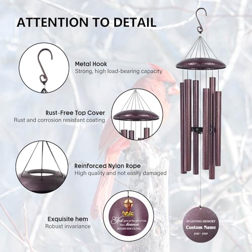 Personalized Memorial Cross Wind Chimes for Loss of Loved One