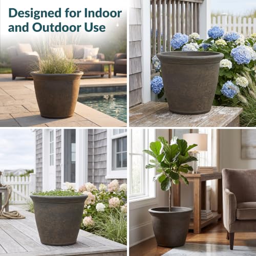 Sunnydaze Anjelica 15.25'' Large Plastic Planter Pot for Plants (2 Count)