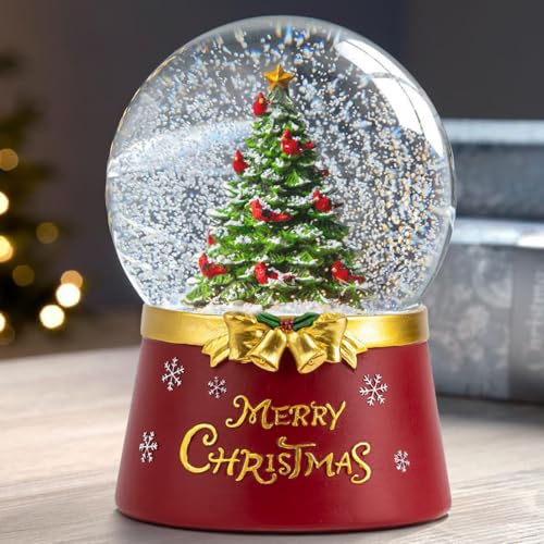 Christmas Snow Globe Lantern Water Glittering Christmas Tree Crown with Music & Timer