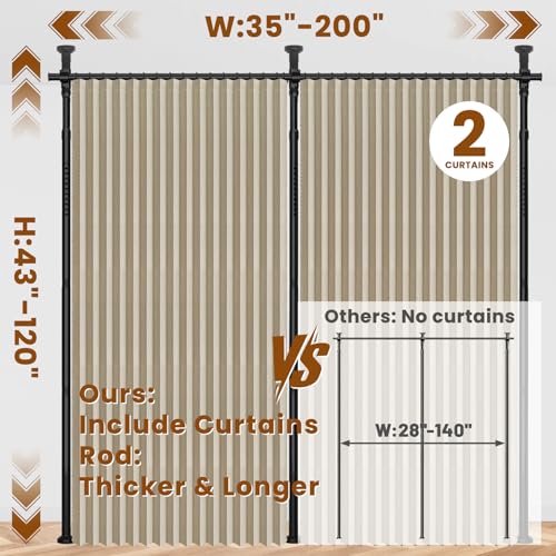 100% Blackout Room Divider Curtains Sets Beige W100 x L96 in (2 Count)